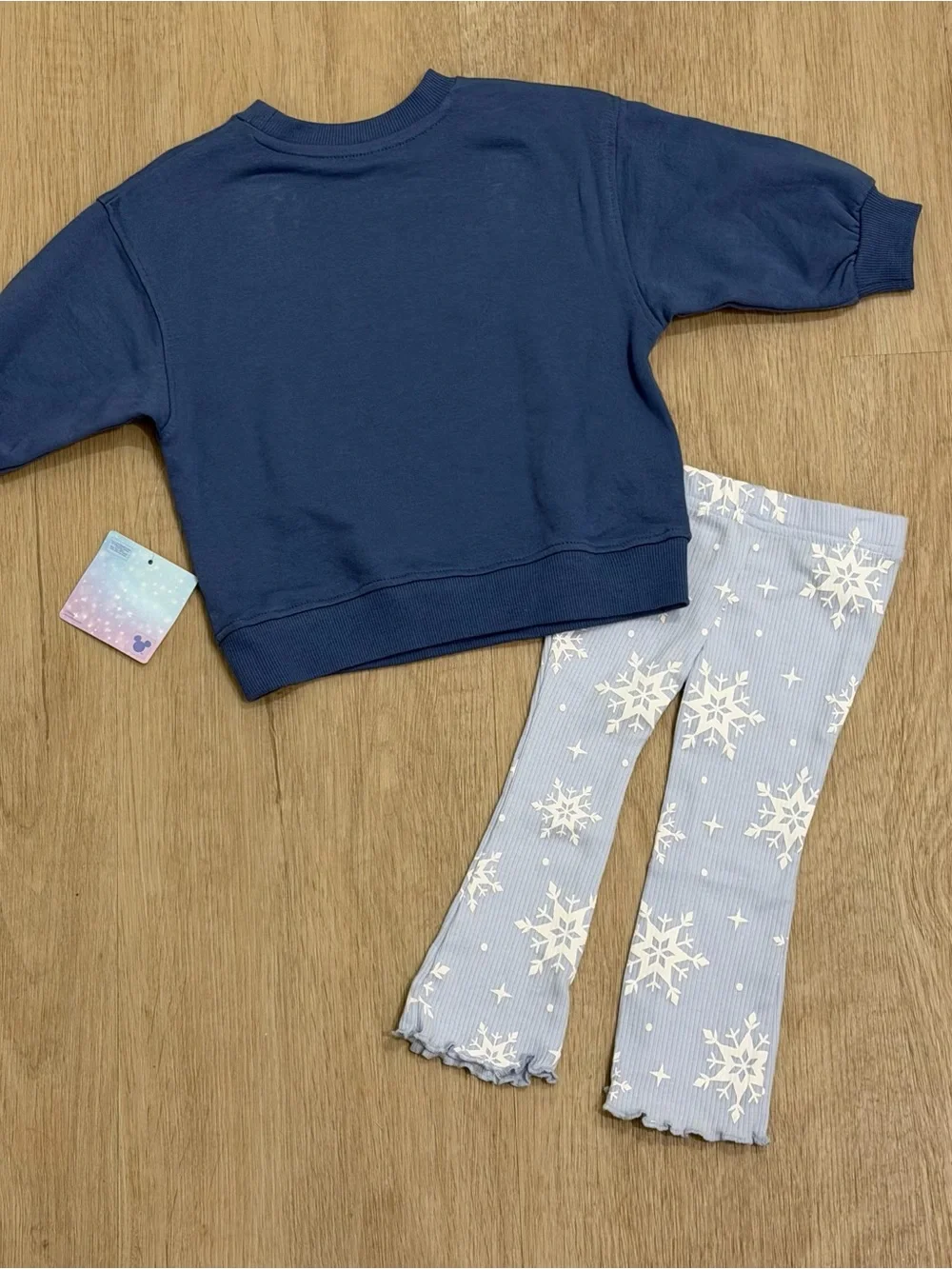 Disney Navy Elsa & Anna Sweatshirt with Light Blue Snowflake Leggings | 12M